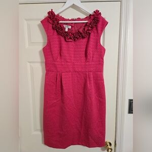 Dressbarn pink pencil dress ruffle collar size 16 (runs small)